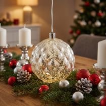 Article Boule LED décorative argentée Ø15 cm avec lumière chaude