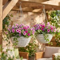 Article Set de 2 suspensions pot de fleurs en paille blanche Ø28cm H15cm
