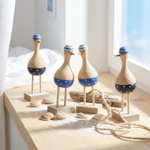 Article Mouettes décoratives en bois bleu et bleu foncé – lot de 6, H14 cm