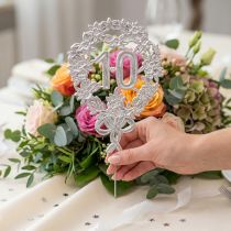 Article Décoration chiffre anniversaire argenté 10 cm - Lot de 10