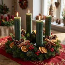 Article Bougies unies Bougie conique verte rustique pour éclairage d'ambiance et décoration festive 300 mm Ø 50 mm 4 pièces