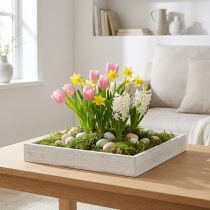 Article Plateau décoratif carré en bois blanc 19×19 cm style vintage - Lot de 2