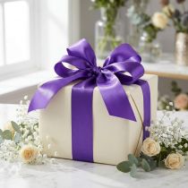 Article Ruban cadeau violet 30 mm x 100 m en polypropylène brillant