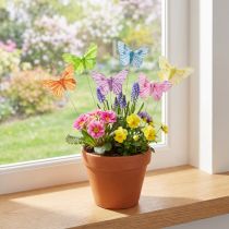 Article Lot de 12 papillons décoratifs en plumes sur fil métal, couleurs variées, 5,5 × 8 cm