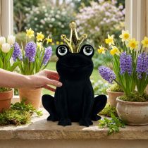 Article Figurine décorative grenouille couronnée noire 40,5 cm
