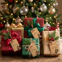 Article Étiquettes Cadeaux Noël Merry Christmas en Papier Kraft 8,5×5,5cm Lot de 20