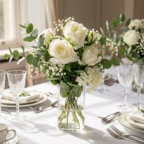 Article Rose blanche artificielle 40 cm avec tiges flexibles