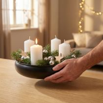 Article Chandelier rond noir avec supports magnétiques pour 4 bougies Ø20cm