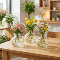 Article Petite vase en verre transparente 11×6×10 cm, lot de 3