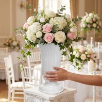 Article Vase décorative en plastique blanc Ø28cm H48cm avec base amovible