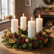 Article Set de 4 bougies blanches effet neige – Décoration de Noël, 150x60 mm