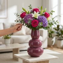 Article Vase moderne bordeaux en métal brillant 29 cm