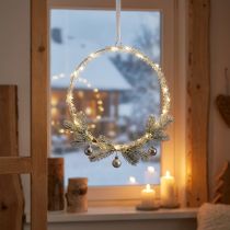 Article Anneau LED Décoratif en Métal Argenté 30 cm - Lumière Blanc Chaud