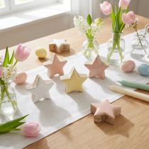 Article Étoiles décoratives en bois – Rosa, Blanc, Jaune – 3 cm – Lot de 9