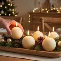 Article Bougies sphériques crème 60 mm, lot de 16, ambiance festive pour Noël