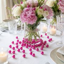 Article Perles décoratives roses Ø8 mm en plastique - Lot de 250 pièces