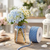 Article Kordel décorative bleu et blanc 25m – Ruban cadeau et DIY