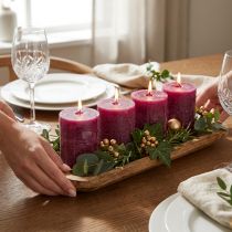 Article Bougies cylindriques teintées dans la masse Berry lilas 70×80mm - Lot de 4