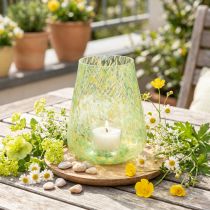 Article Photophore en verre vert et jaune Ø12cm H14,5cm