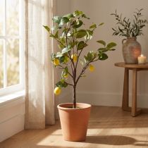 Article Citronnier Artificiel Décoratif en Pot, 90 cm, Feuillage Vert et Citrons Jaunes