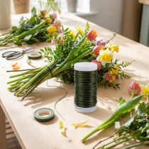 Article Fil métallique décoratif recouvert d'une laque olive pour loisirs créatifs et compositions florales