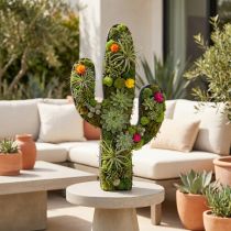 Article Figurine en mousse florale cactus noir avec base en bois 38x74 cm