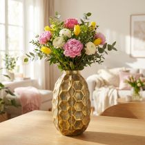 Article Vase en métal doré effet nid d'abeille Ø23cm H39cm