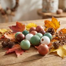 Article Perles et boules décoratives en bois et plastique vertes Ø 3 cm - Lot de 36