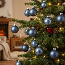 Article Boules de Noël en verre bleu mat et brillant Ø4cm - Lot de 60