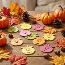 Article Pommes en bois colorées souriantes – Décoration d’automne – Lot de 72 pièces