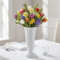 Article Vase blanc en plastique avec pied amovible Ø13-20cm H30-47cm