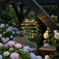 Article Lanterne solaire de jardin verte 22 cm avec 25 LED blanc chaud
