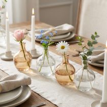 Article Set de 4 mini-vases en verre ambre et transparent, Ø 7,5 cm, H 11 cm