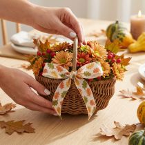Article Ruban décoratif en tissu motif feuilles de chêne crème 15 mm x 18 m