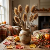 Article Fleurs séchées naturelles - Chardons 8 têtes pour décoration d’automne