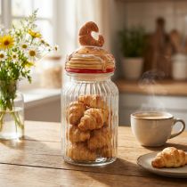 Article Bonbonnière en verre avec couvercle décor croissant Ø11cm H28,5cm