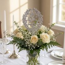 Article Chiffre décoratif 25 en argent avec fil métallique - Lot de 10
