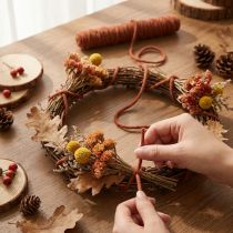 Article Fil de laine et jute pour décoration créative - Rouge brun, 55 m