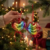 Article Décoration en Verre Multicolore Cœur et Lèvres – Boules de Noël Originales
