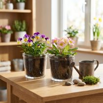 Article Lot de 2 pots en verre transparent Ø11cm H10,5cm pour décoration intérieure