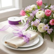 Article Ruban organza violet 15 mm x 20 m pour décoration