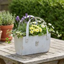 Article Sac décoratif en métal gris vintage 28 cm avec anse