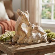Article Figurine décorative en pierre - Biche et faon - 20 × 11 × 17 cm