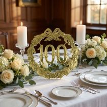 Article Décoration en couronne dorée "100" pour anniversaire de 100 ans