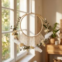 Article Lot de 4 anneaux suspendus en bois naturel double cercle Ø20/15 cm