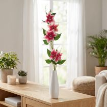 Article Branche de Clématite Artificielle avec 5 Fleurs en Tissu, Décoration Rose et Blanche, 84 cm