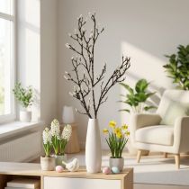 Article Branche artificielle de magnolia avec bourgeons, 135 cm, marron et blanc