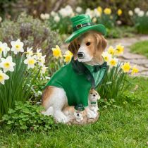 Article Figurine décorative Beagle en tenue irlandaise, 24,5 cm, Saint-Patrick
