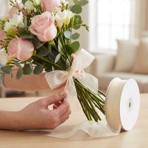 Article Ruban en organza crème 15 mm x 20 m pour décoration et créations