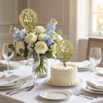 Article Décoration chiffre 45 doré avec fil métallique pour anniversaire ou jubilé – Lot de 10